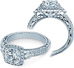 This image shows the setting with a 1.00ct round brilliant cut center diamond. The setting can be ordered to accommodate any shape/size diamond listed in the setting details section below.