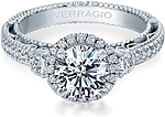 This image shows the setting with a 1.00ct round brilliant cut center diamond. The setting can be ordered to accommodate any shape/size diamond listed in the setting details section below.