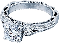 Verragio Three Stone Pave Diamond Engagement Ring