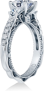 This image shows the setting with a 1.00ct princess cut center diamond. The setting can be ordered to accommodate any shape/size diamond listed in the setting details section below.