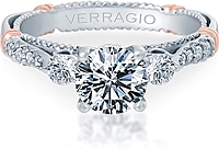 Verragio Three Stone Pave Diamond Engagement Ring