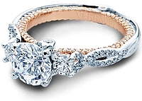Verragio Three Stone Pave Twist Diamond Engagement Ring