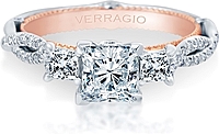 Verragio Three Stone Pave Twist Diamond Engagement Ring