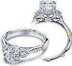 This image shows the setting with a 1ct round cut center diamond. The setting can be ordered to accommodate any shape/size diamond listed in the setting details section below.