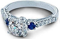 Verragio Three Stone Sapphire & Diamond Engagement Ring