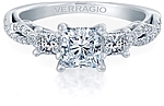 This image shows the setting with a 1ct princess cut center diamond. The setting can be ordered to accommodate any shape/size diamond listed in the setting details section below.