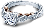 This image shows the setting with a 1ct round brilliant cut center diamond. The setting can be ordered to accommodate any shape/size diamond listed in the setting details section below.