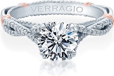 This image shows the setting with a 1.25ct round brilliant cut center diamond. The setting can be ordered to accommodate any shape/size diamond listed in the setting details section below.