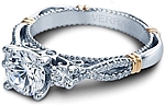 This image shows the setting with a 1ct round cut center diamond. The setting can be ordered to accommodate any shape/size diamond listed in the setting details section below.