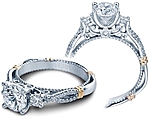 This image shows the setting with a 1ct round cut center diamond. The setting can be ordered to accommodate any shape/size diamond listed in the setting details section below.