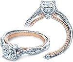 This image shows the setting with a 1.00ct round brilliant cut center diamond. The setting can be ordered to accommodate any shape/size diamond listed in the setting details section below.