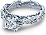 This image shows the setting with a 1.00ct princess cut center diamond. The setting can be ordered to accommodate any shape/size diamond listed in the setting details section below.