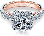 This image shows the setting with a 1.00ct round brilliant cut center diamond. The setting can be ordered to accommodate any shape/size diamond listed in the setting details section below.