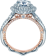 This image shows the setting with a 1.00ct round brilliant cut center diamond. The setting can be ordered to accommodate any shape/size diamond listed in the setting details section below.
