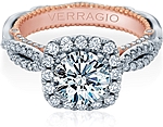 This image shows the setting with a 1.00ct round brilliant cut center diamond. The setting can be ordered to accommodate any shape/size diamond listed in the setting details section below.