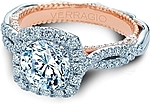 This image shows the setting with a 1.00ct round brilliant cut center diamond. The setting can be ordered to accommodate any shape/size diamond listed in the setting details section below.