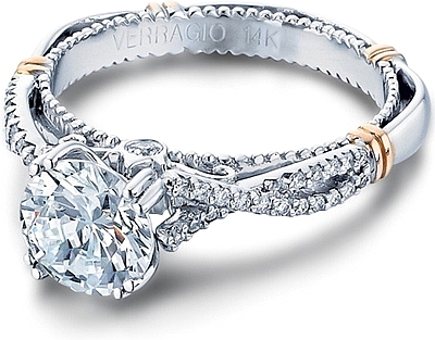 This image shows the setting with a 1.00ct round brilliant cut center diamond. The setting can be ordered to accommodate any shape/size diamond listed in the setting details section below.
