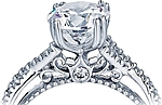 This image shows the setting with a 1.00ct round brilliant cut center diamond. The setting can be ordered to accommodate any shape/size diamond listed in the setting details section below.

