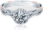 This image shows the setting with a 1.00ct round brilliant cut center diamond. The setting can be ordered to accommodate any shape/size diamond listed in the setting details section below.