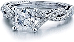 This image shows the setting with a 1.00ct princess cut center diamond. The setting can be ordered to accommodate any shape/size diamond listed in the setting details section below.