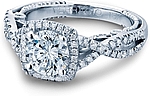 This image shows the setting with a 1.00ct round brilliant cut center diamond. The setting can be ordered to accommodate any shape/size diamond listed in the setting details section below.