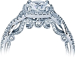 This image shows the setting with a 1.00ct round brilliant cut center diamond. The setting can be ordered to accommodate any shape/size diamond listed in the setting details section below.