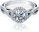 This image shows the setting with a 1.00ct round brilliant cut center diamond. The setting can be ordered to accommodate any shape/size diamond listed in the setting details section below.