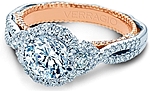 This image shows the setting with a 1.00ct round brilliant cut center diamond. The setting can be ordered to accommodate any shape/size diamond listed in the setting details section below.