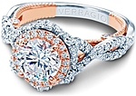 This image shows the setting with a 1.00ct round brilliant cut center diamond. The setting can be ordered to accommodate any shape/size diamond listed in the setting details section below.