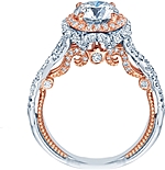 This image shows the setting with a 1.00ct round brilliant cut center diamond. The setting can be ordered to accommodate any shape/size diamond listed in the setting details section below.