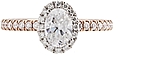 This image shows the setting with a 1.00ct oval cut center diamond. The setting can be ordered to accommodate any shape/size diamond listed in the setting details section below.