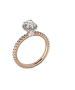This image shows the setting with a 1.00ct oval cut center diamond. The setting can be ordered to accommodate any shape/size diamond listed in the setting details section below.