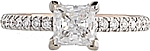 This image shows the setting with a 1.00ct princess cut center diamond. The setting can be ordered to accommodate any shape/size diamond listed in the setting details section below.