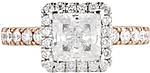 This image shows the setting with a 1.00ct princess cut center diamond. The setting can be ordered to accommodate any shape/size diamond listed in the setting details section below.