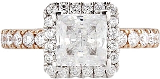 This image shows the setting with a 1.00ct princess cut center diamond. The setting can be ordered to accommodate any shape/size diamond listed in the setting details section below.