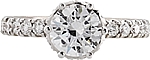 This image shows the setting with a 1.00ct round brilliant cut center diamond. The setting can be ordered to accommodate any shape/size diamond listed in the setting details section below.