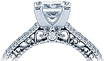 This image shows the setting with a 1.00ct princess cut center diamond. The setting can be ordered to accommodate any shape/size diamond listed in the setting details section below.