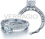 This image shows the setting with a 1.25ct round brilliant cut center diamond. The setting can be ordered to accommodate any shape/size diamond listed in the setting details section below. The matching wedding band is sold separately.