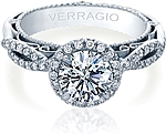 This image shows the setting with a 1.25ct round brilliant cut center diamond. The setting can be ordered to accommodate any shape/size diamond listed in the setting details section below.