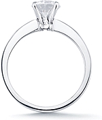This image shows the setting with a 1.00ct round brilliant cut center diamond. The setting can be ordered to accommodate any shape/size diamond listed in the setting details section below.
