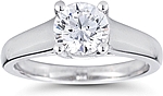 This image shows the setting with a 1.00ct round brilliant cut center diamond. The setting can be ordered to accommodate any shape/size diamond listed in the setting details section below.
